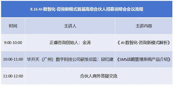 AI·數(shù)智化·咨詢新模式首屆高級合伙人招募說明會震撼來襲！